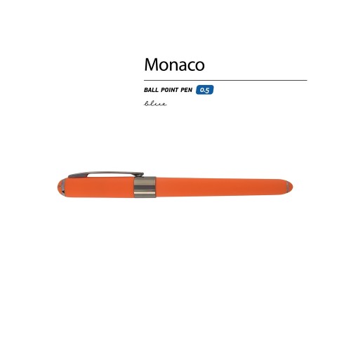 Ручка пластиковая шариковая «Monaco», 0,5мм, синие чернила, оранжевый/вороненая сталь