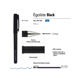 Ручка "Egoiste.BLACK" гелевая в черном корпусе, 0.5мм, синяя