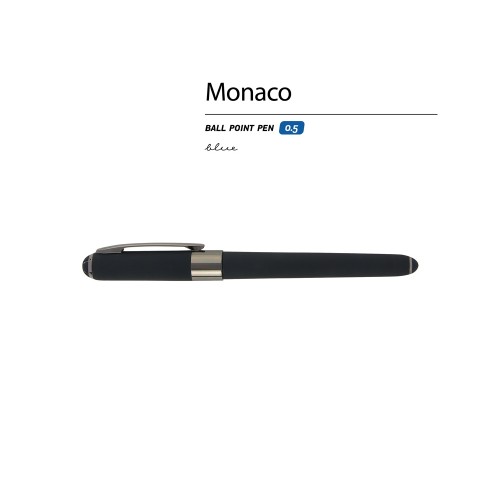 Ручка пластиковая шариковая «Monaco», 0,5мм, синие чернила, черный/вороненая сталь