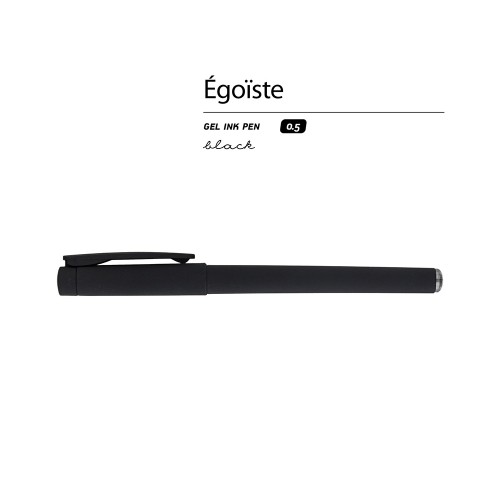 Ручка пластиковая гелевая «Egoiste Black» под персонализацию, черные чернила, черная