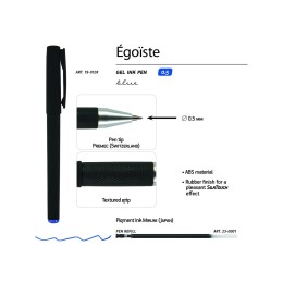 Ручка пластиковая гелевая «Egoiste Black» под персонализацию, синие чернила, черная