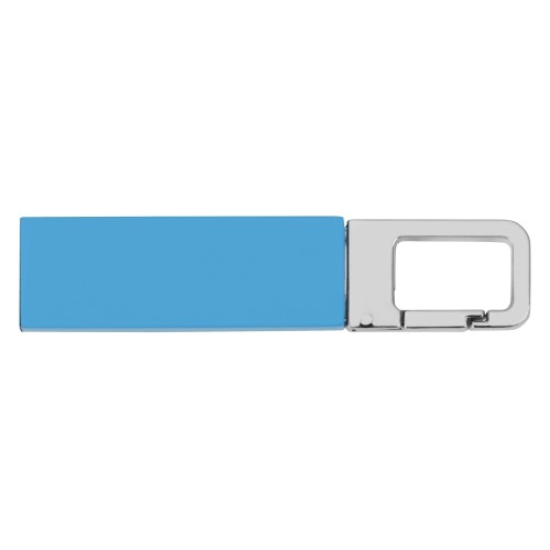 Флеш-карта USB 2.0 16 Gb с карабином "Hook", голубой/серебристый