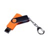 USB-флешка на 64 ГБ поворотный механизм, c двумя дополнительными разъемами MicroUSB и TypeC, оранжевый