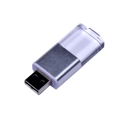 USB-флешка промо на 16 Гб прямоугольной формы, выдвижной механизм, белый