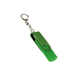 USB-флешка на 256 Гб 2 в 1 поворотный механизм, c дополнительным разъемом Type-C с одноцветным металлическим клипом, зеленый