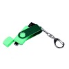 USB-флешка на 64 ГБ 3 в 1 поворотный механизм, c двумя дополнительными разъемами MicroUSB и TypeC C с одноцветным металлическим клипом, зеленый