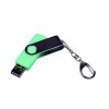 USB-флешка на 64 ГБ поворотный механизм, c двумя дополнительными разъемами MicroUSB и TypeC, зеленый