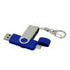 Флешка с  поворотным механизмом, c дополнительным разъемом Micro USB, 16 Гб, синий