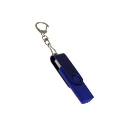 USB-флешка на 256 Гб 2 в 1 поворотный механизм, c дополнительным разъемом Type-C с одноцветным металлическим клипом, синий