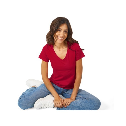 Футболка "Heavy Super Club" женская с V-образным вырезом, красный