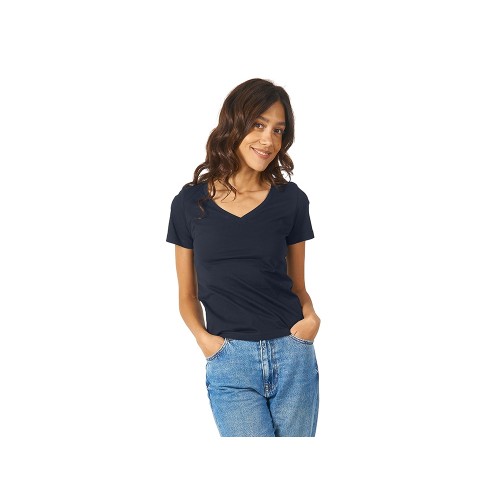 Футболка "Heavy Super Club" женская с V-образным вырезом, темно-синий