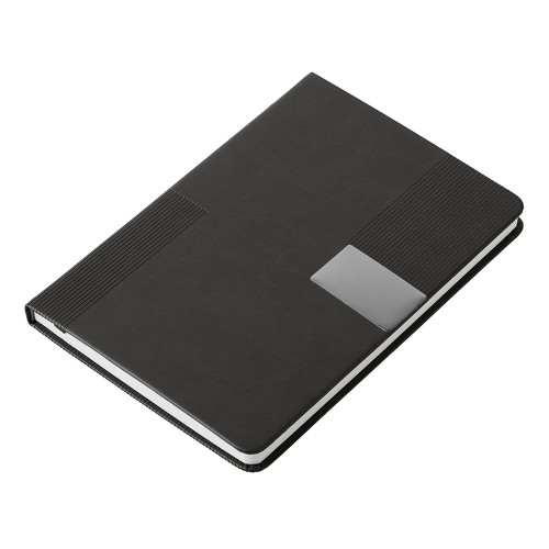 Подарочный набор "Tesla" с блокнотом А5, ручкой и пауэрбенком на 10 000 mAh, черный