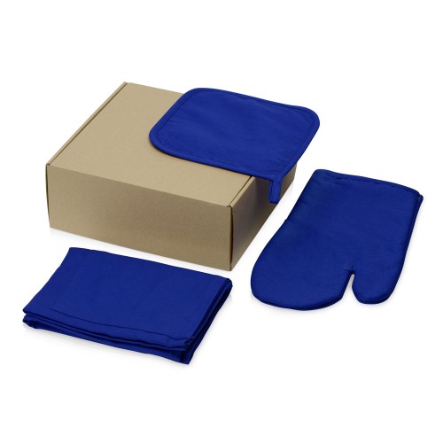 Подарочный набор с фартуком, прихваткой, синий