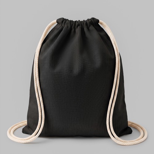Рюкзак со шнурком Tenes из хлопка плотностью 140 г/м2, черный