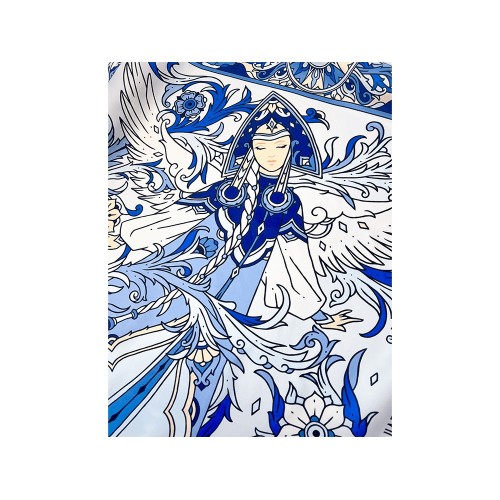 Платок «Царевна-Лебедь» 100% шелк, синий