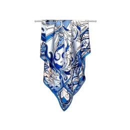 Платок «Царевна-Лебедь» 100% шелк, синий