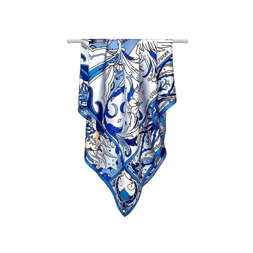 Платок «Царевна-Лебедь» 100% шелк, синий