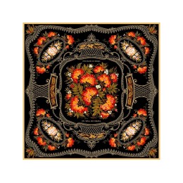 Платок «Тагильский поднос», черный