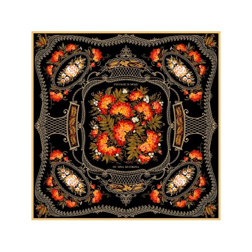 Платок «Тагильский поднос», черный