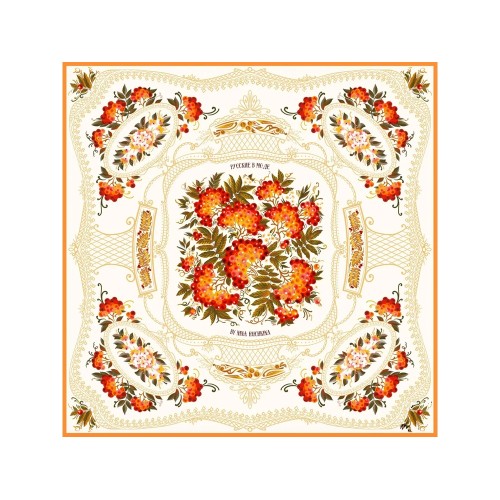 Платок «Тагильский поднос», молочный