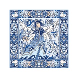 Платок «Царевна-Лебедь» 100% шелк, синий