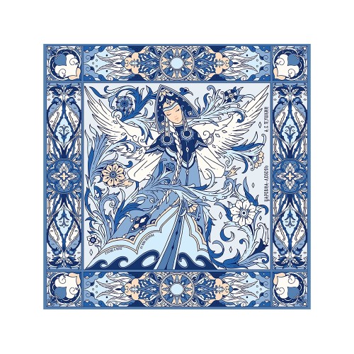 Платок «Царевна-Лебедь» 100% шелк, синий