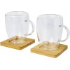 Стеклянный стакан Manti объемом 350 мл с двойными стенками и подставкой из бамбука, 2 шт. , natural