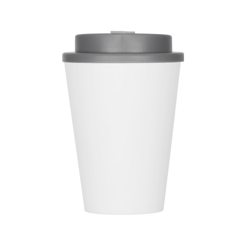 Пластиковый стакан Take away с двойными стенками и крышкой с силиконовым клапаном, 350 мл, белый/серый
