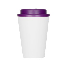 Пластиковый стакан Take away с двойными стенками и крышкой с силиконовым клапаном, 350 мл, белый/фиолетовый