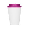 Пластиковый стакан Take away с двойными стенками и крышкой с силиконовым клапаном, 350 мл, белый/фуксия