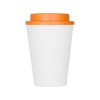 Пластиковый стакан Take away с двойными стенками и крышкой с силиконовым клапаном, 350 мл, белый/оранжевый