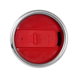 Термостакан Elwood из переработанной нержавеющей стали, 410 мл - Серебристый/Красный