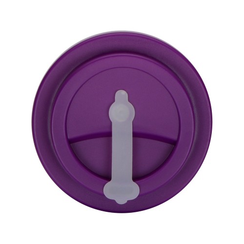 Пластиковый стакан Take away с двойными стенками и крышкой с силиконовым клапаном, 350 мл, белый/фиолетовый