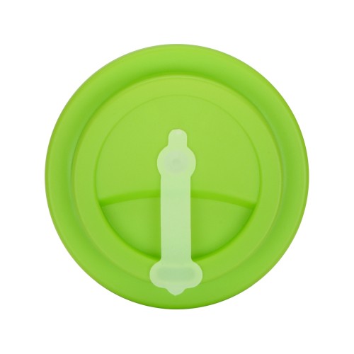 Пластиковый стакан Take away с двойными стенками и крышкой с силиконовым клапаном, 350 мл, белый/зел. Яблоко