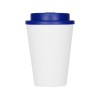 Пластиковый стакан Take away с двойными стенками и крышкой с силиконовым клапаном, 350 мл, белый/темно-синий