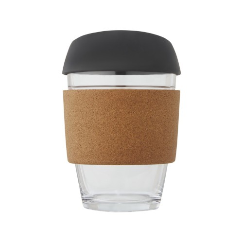 Lidan Кружка из объемом 360 мл с пробковым держателем и силиконовой крышкой, черный