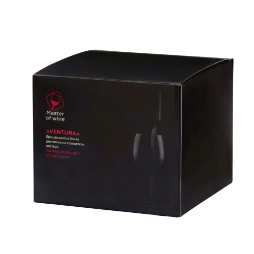 Вращающийся бокал для виски на сланцевом костере "Ventura"