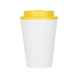 Пластиковый стакан Take away с двойными стенками и крышкой с силиконовым клапаном, 350 мл, белый/желтый