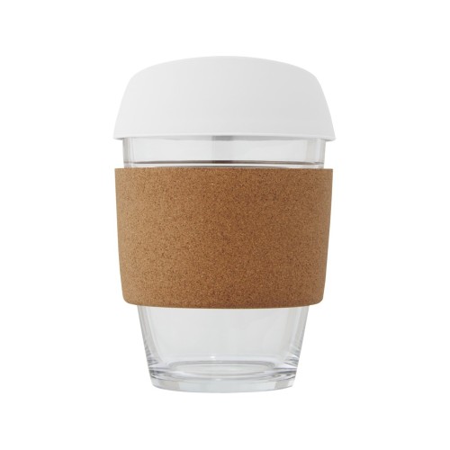 Lidan Кружка из объемом 360 мл с пробковым держателем и силиконовой крышкой, белый