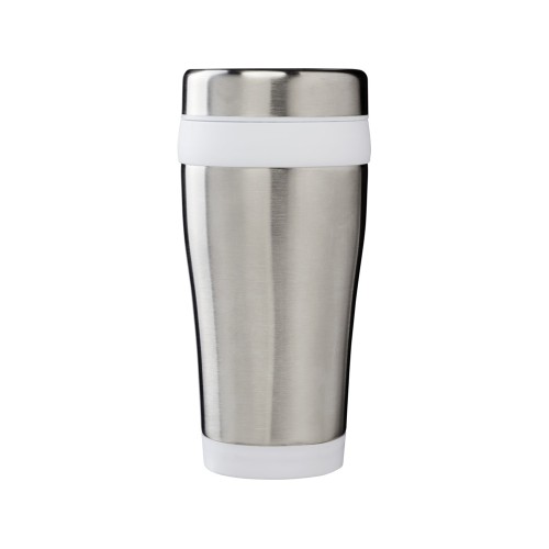 Термостакан Elwood из переработанной нержавеющей стали, 410 мл - Серебристый/Белый