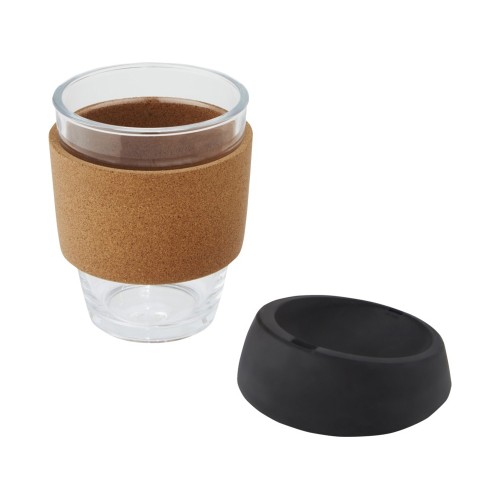 Lidan Кружка из объемом 360 мл с пробковым держателем и силиконовой крышкой, черный