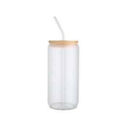 Ёмкость Mirage из боросиликатного стекла объемом 500 мл с одинарными стенками и крышкой из бамбука - Прозрачный