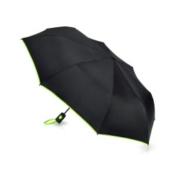 Зонт-полуавтомат складной Motley с цветными спицами, черный/зеленое яблоко