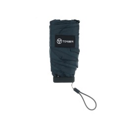 Зонт складной женский TORBER, механика, 5 сложений, синий, каркас алюминий, эпонж, пластиковая ручка, диаметр 91 см