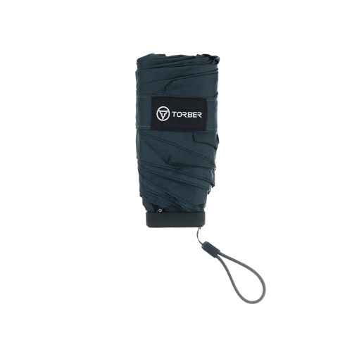 Зонт складной женский TORBER, механика, 5 сложений, синий, каркас алюминий, эпонж, пластиковая ручка, диаметр 91 см