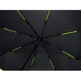 Зонт-полуавтомат складной Motley с цветными спицами, черный/зеленое яблоко