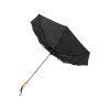 Birgit, складной ветроустойчивой зонт диаметром 21 дюйм из переработанного ПЭТ, черный