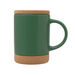 Кружка 450 мл с пробковым дном с крышкой "Корк & Бон", глубокий зеленый