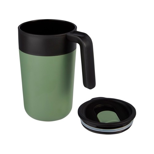 Кружка Nordia объемом 400 мл из переработанных материалов с двойными стенками, зеленый яркий