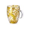 Кружка с двойными стенками с блестками, 360 мл, золотистый